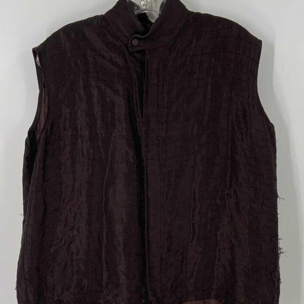 Eskandar Neiman Marcus Brown Textured Regular Fit Outerwear Women Vest Size 1